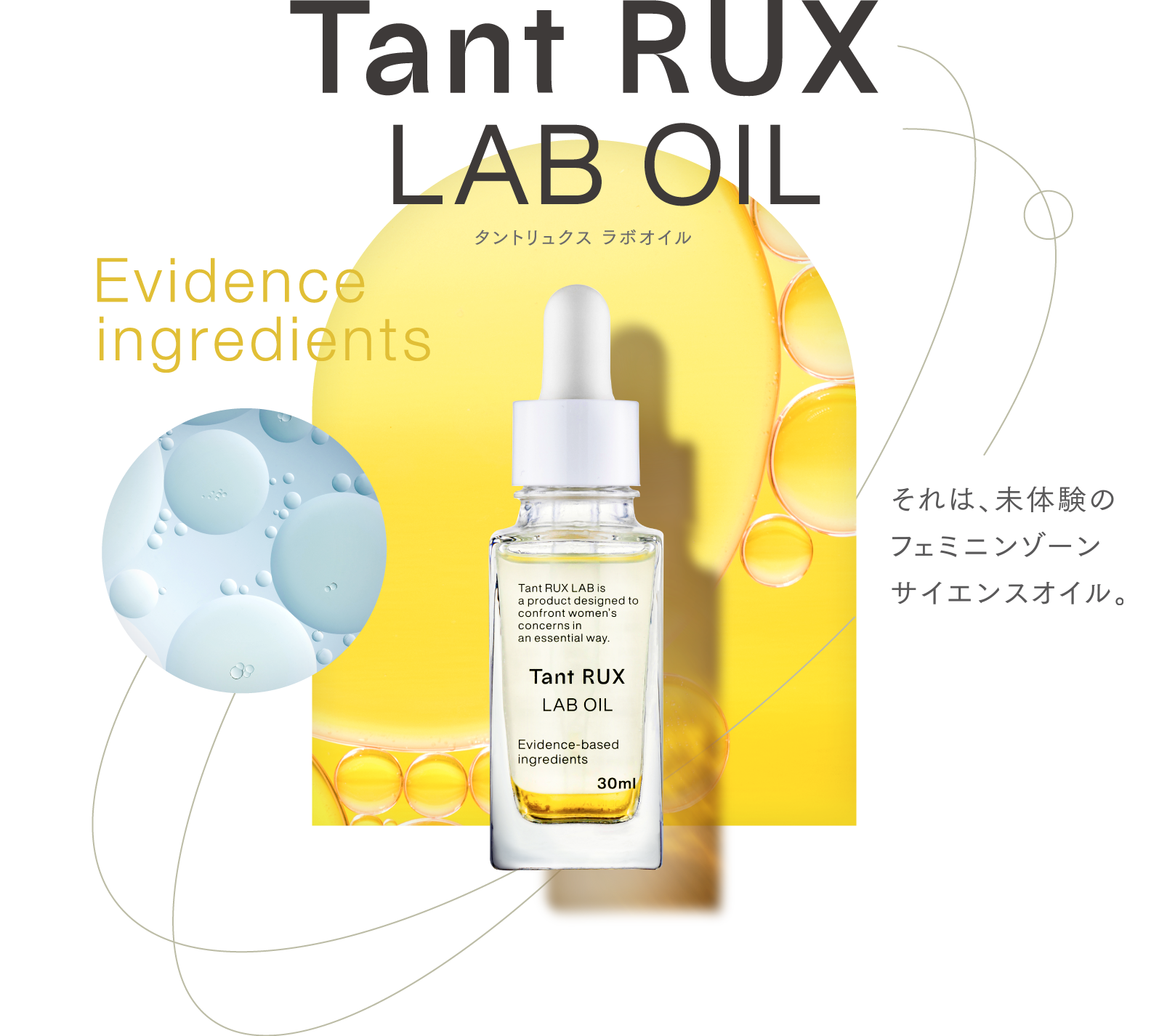 Tant Rux LAB OIL タントリュクス ラボオイル Evidence ingredients それは、未体験のフェミニンゾーンサイエンスオイル。